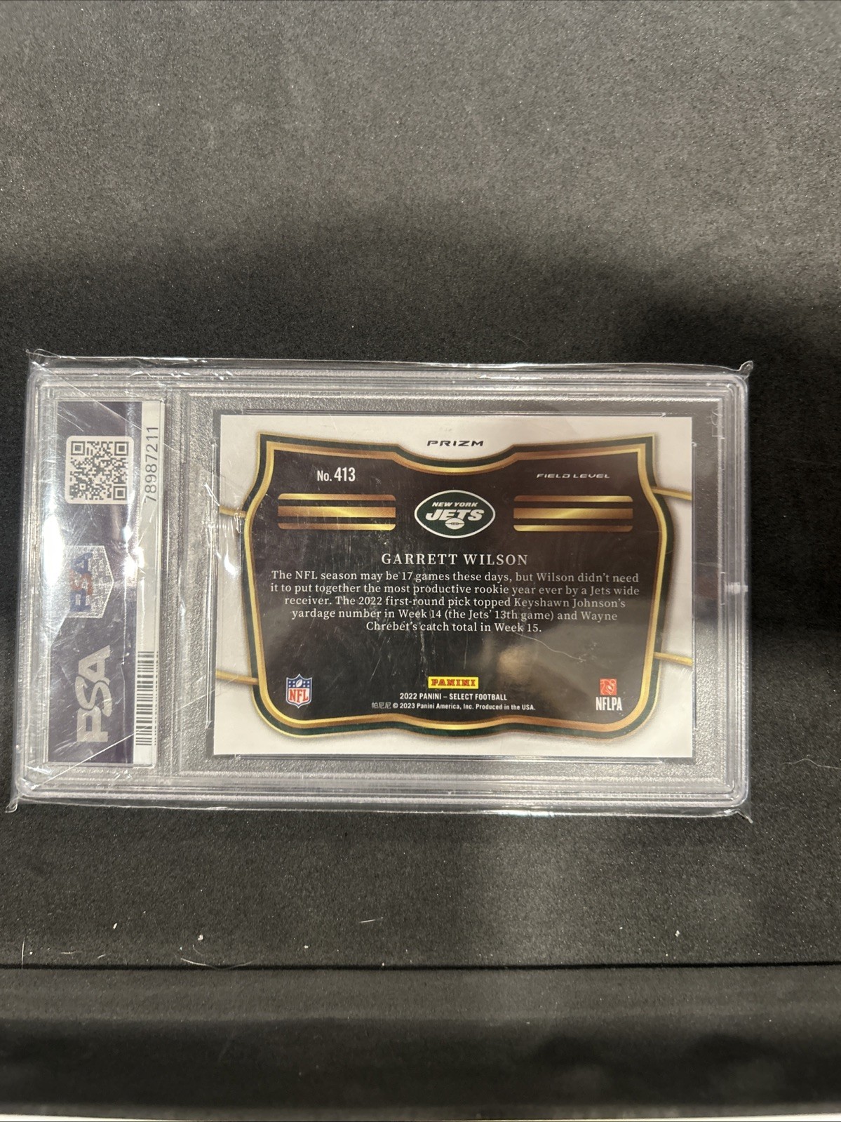 2022 Panini Select – Field Level Garrett Wilson #413 Zebra Prizm (RC)
