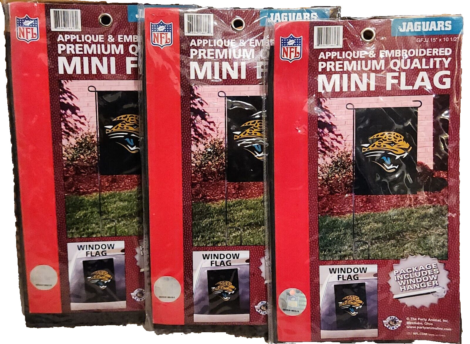 NFL Jacksonville Jaguars Set of 3 Garden Window Flags 15×10.5 Party Animal NIP