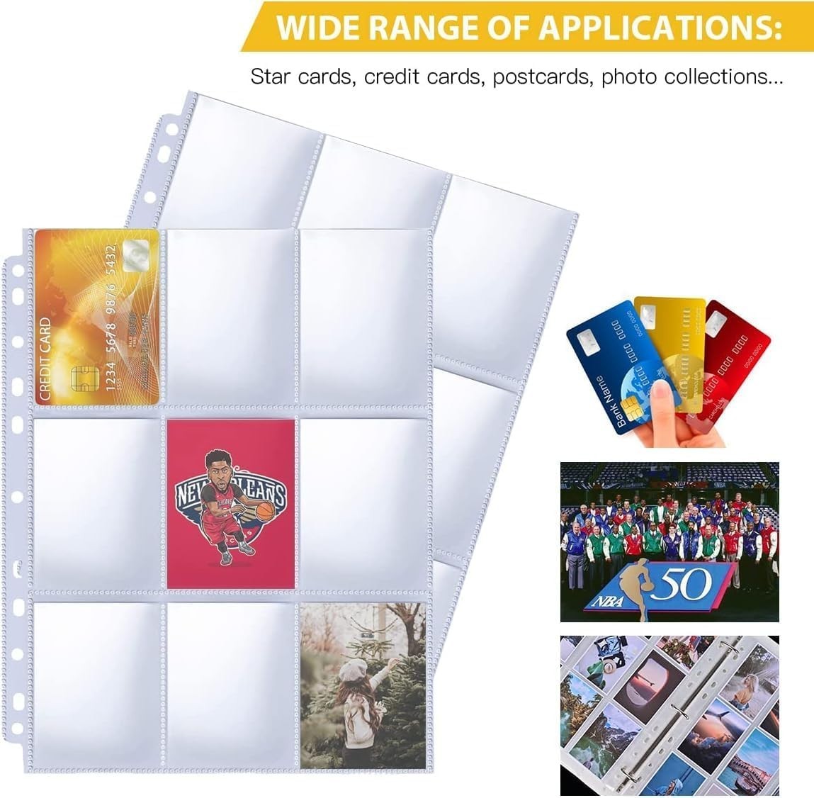 900 Baseball Card Sleeves Trading Photocard Binder Protectors 9 Pocket 50 Sheets