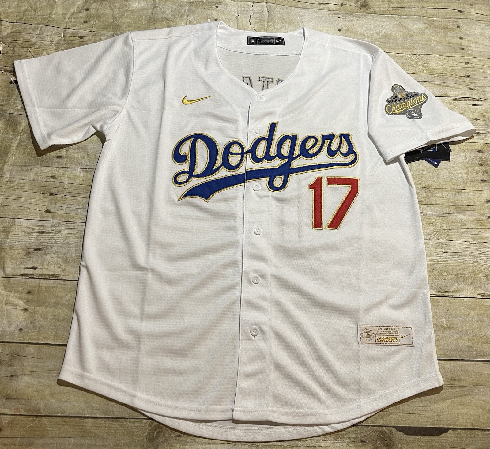 Shohei Ohtani White Gold Jersey Mens Los Angeles Dodgers 2025 World Series Small