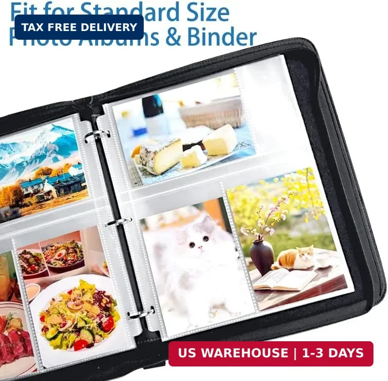 4×6 Photo Sleeves Clear for 3 Ring Binder (240 Pictures), Heavy Transparent