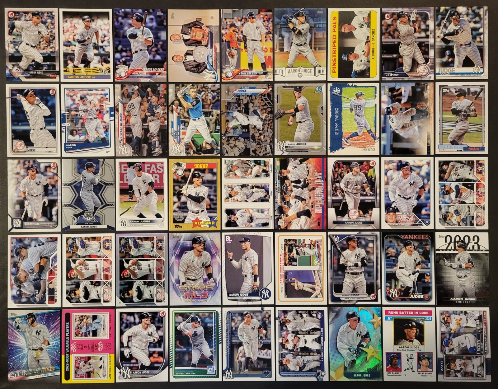 Lot of 45 Different AARON JUDGE Baseball Cards 3xMVP 2018-2026 BB8569
