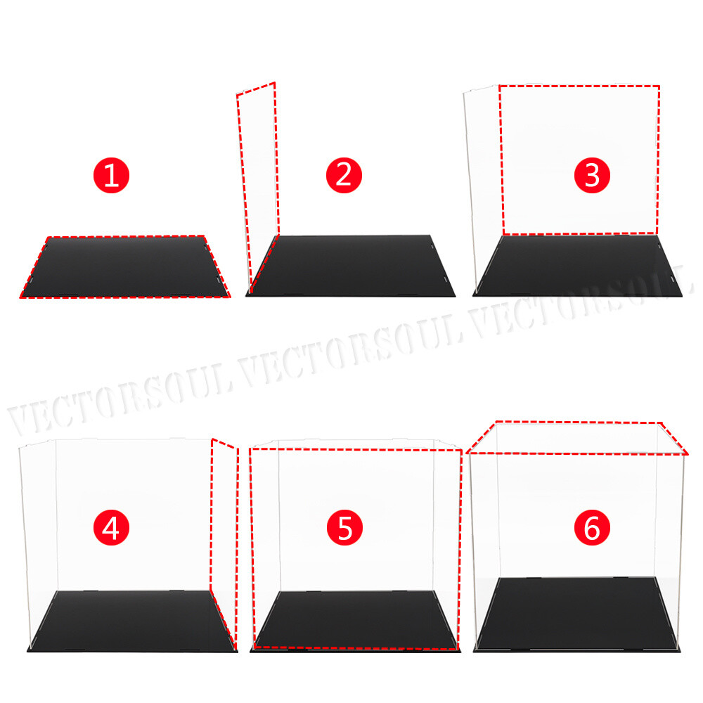 US 11.8″ Cube Acrylic Display Case Clear Perspex Big Box Plastic Base Dustproof