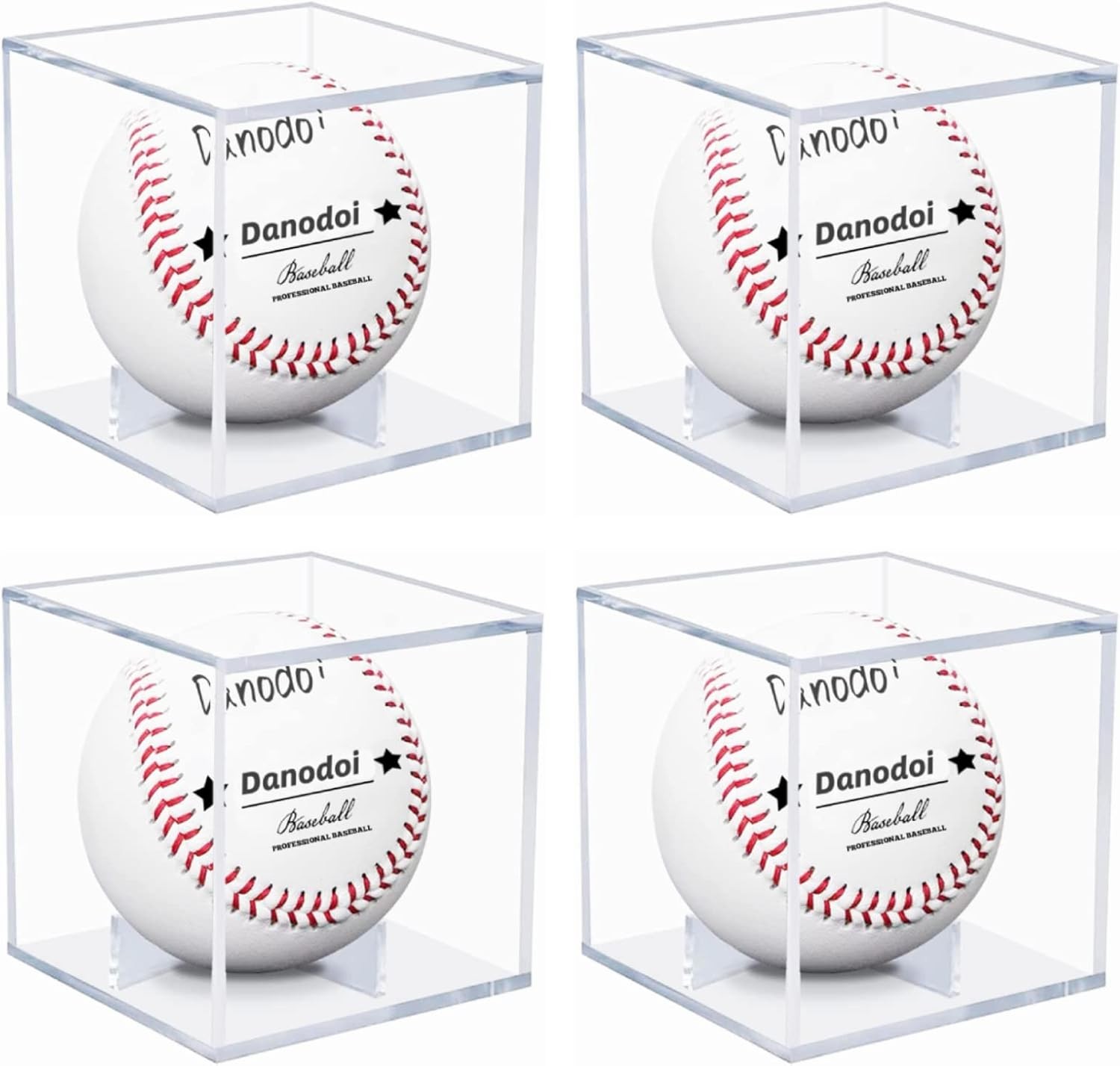 Danodoi Baseball Display Case UV Protected Acrylic Clear Baseball Holder Square