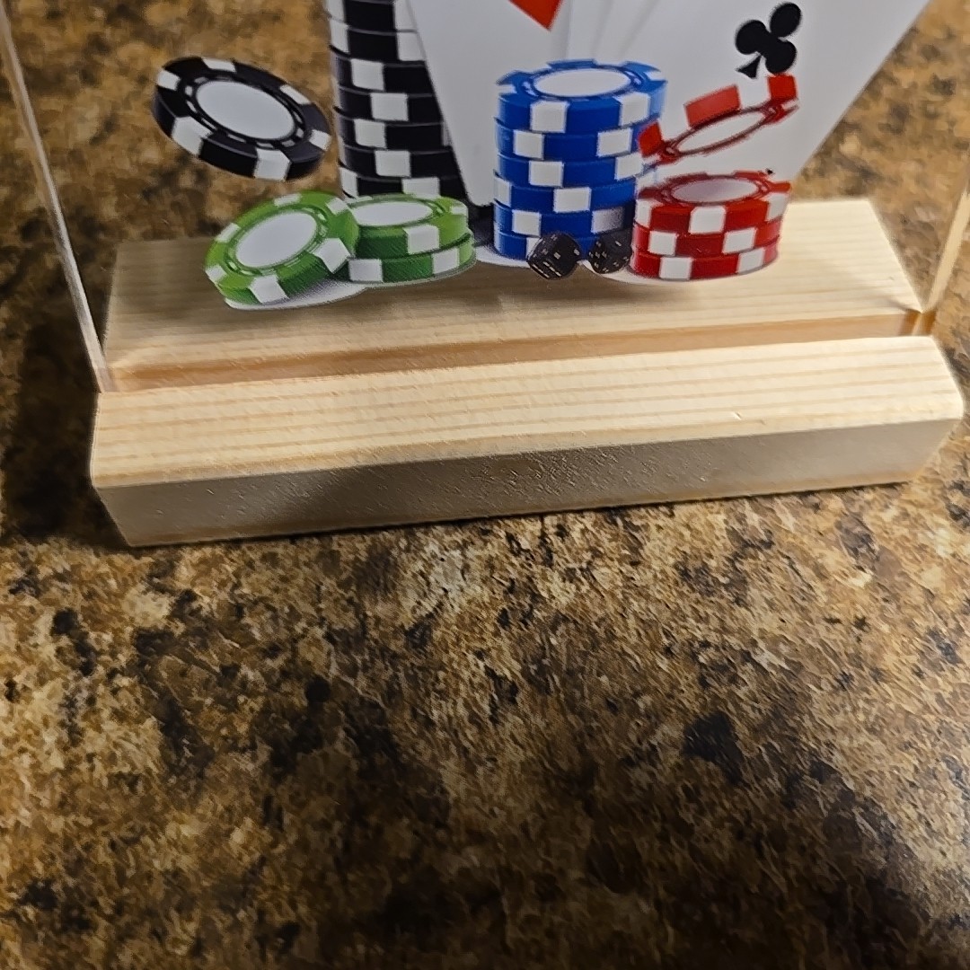 Winners Never Quit Poker Trophy With wooden Stand Winner Acrylic Clear Minicards