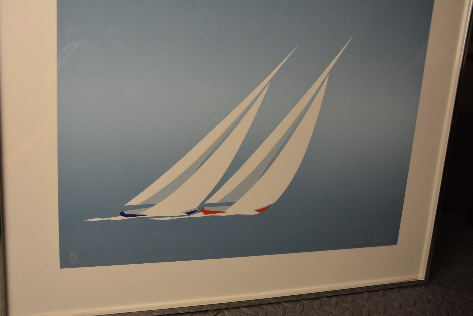 Rare Vintage 1983 America’s Cup 25 Framed Poster – Hand-Signed by Keith Reynolds