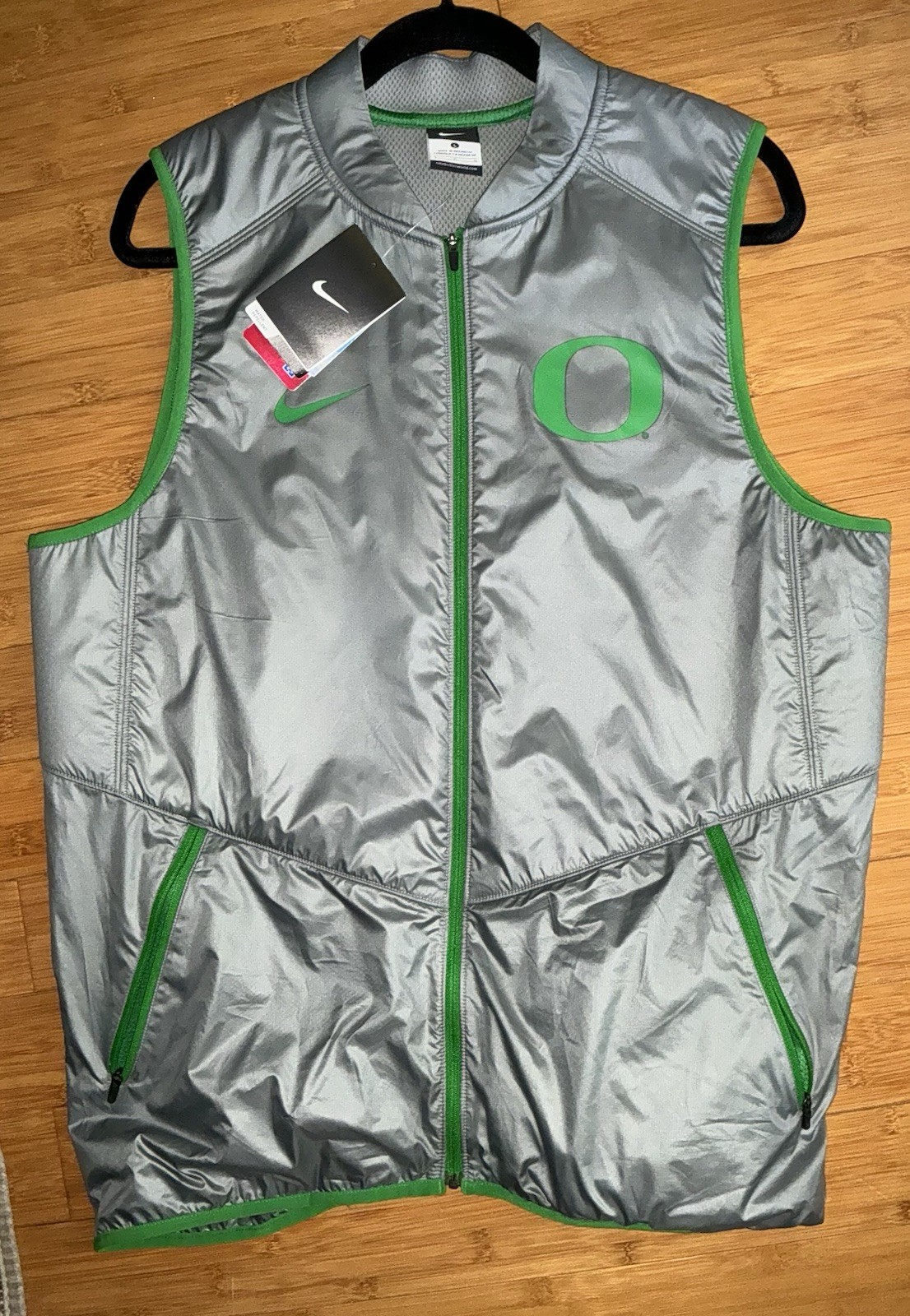 Oregon Ducks Water Repellent Vest Jacket Nike Steel Gray Green NCAA Men’s Large