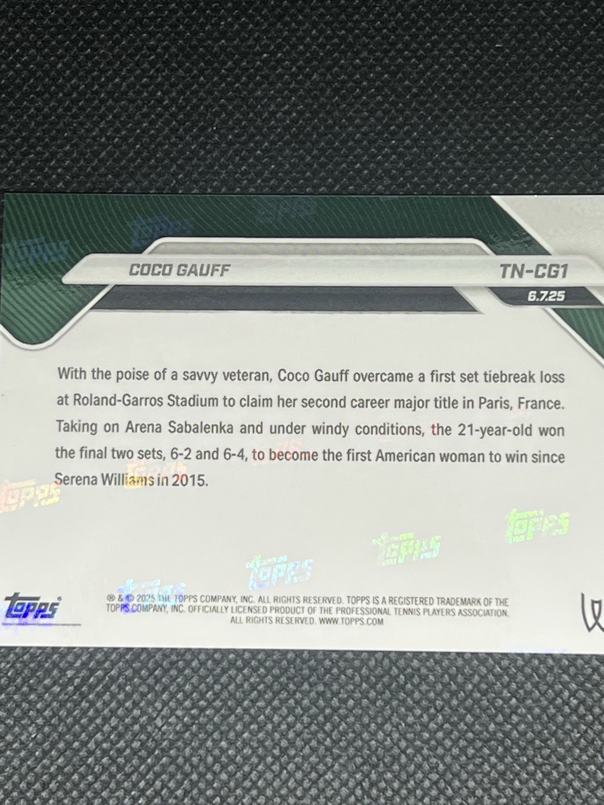 2025 Topps Now – Coco Gauff #TN-CG1 /2842 French Open