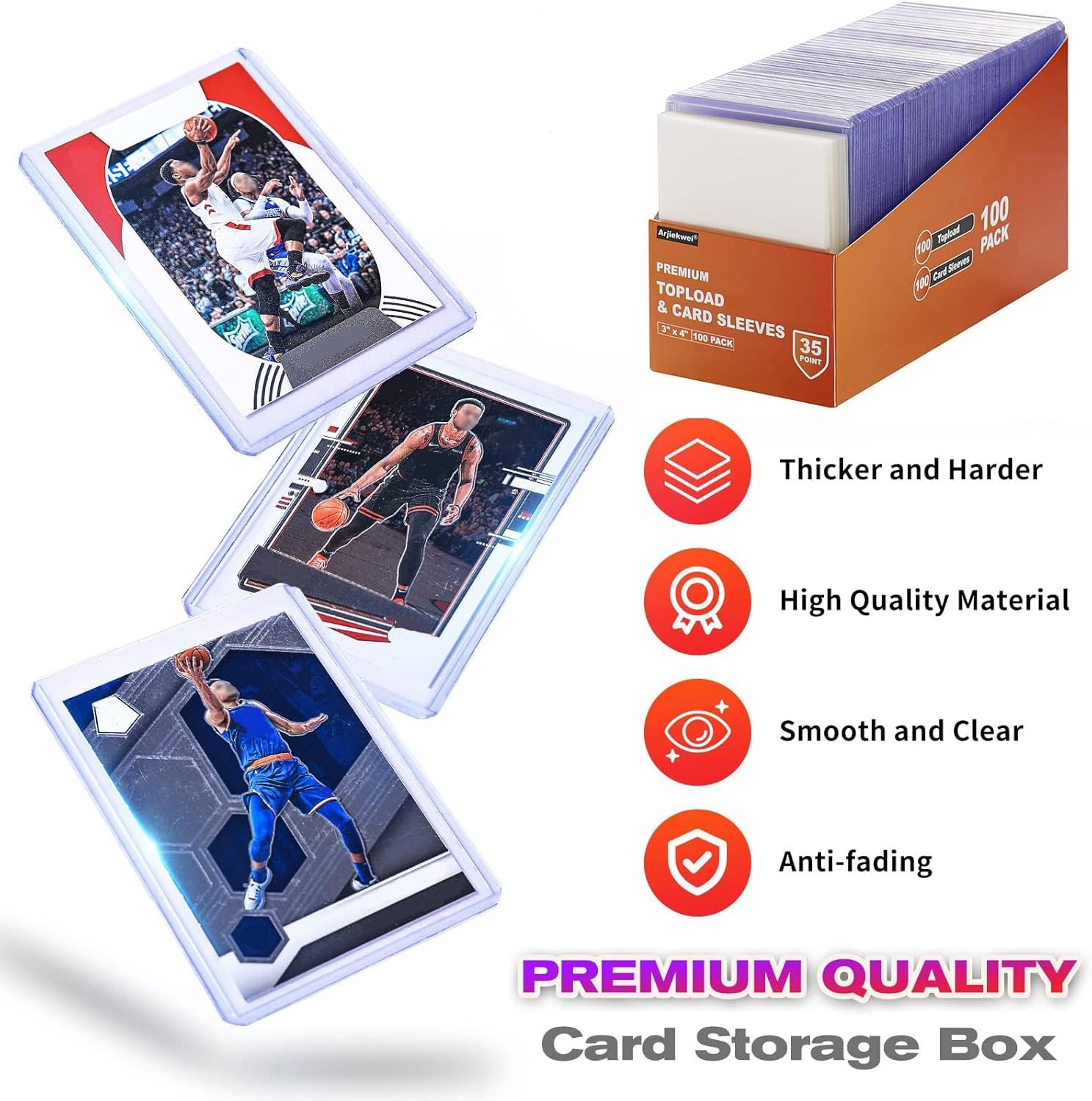 2000 Card Sleeves Top Loaders for Cards, Arjiekwei 3″X4″ Baseball Card