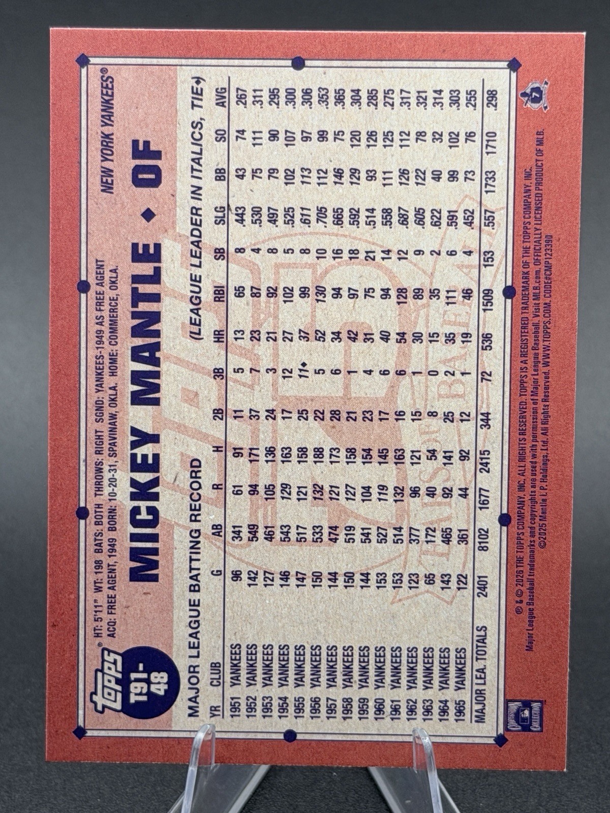 2026 Topps Series 1 Japan Edition # T91-48 Mickey Mantle Koi Fish Insert