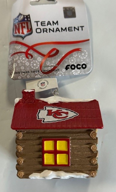 Kansas City Chiefs Log Cabin Christmas Holiday Ornament NEW