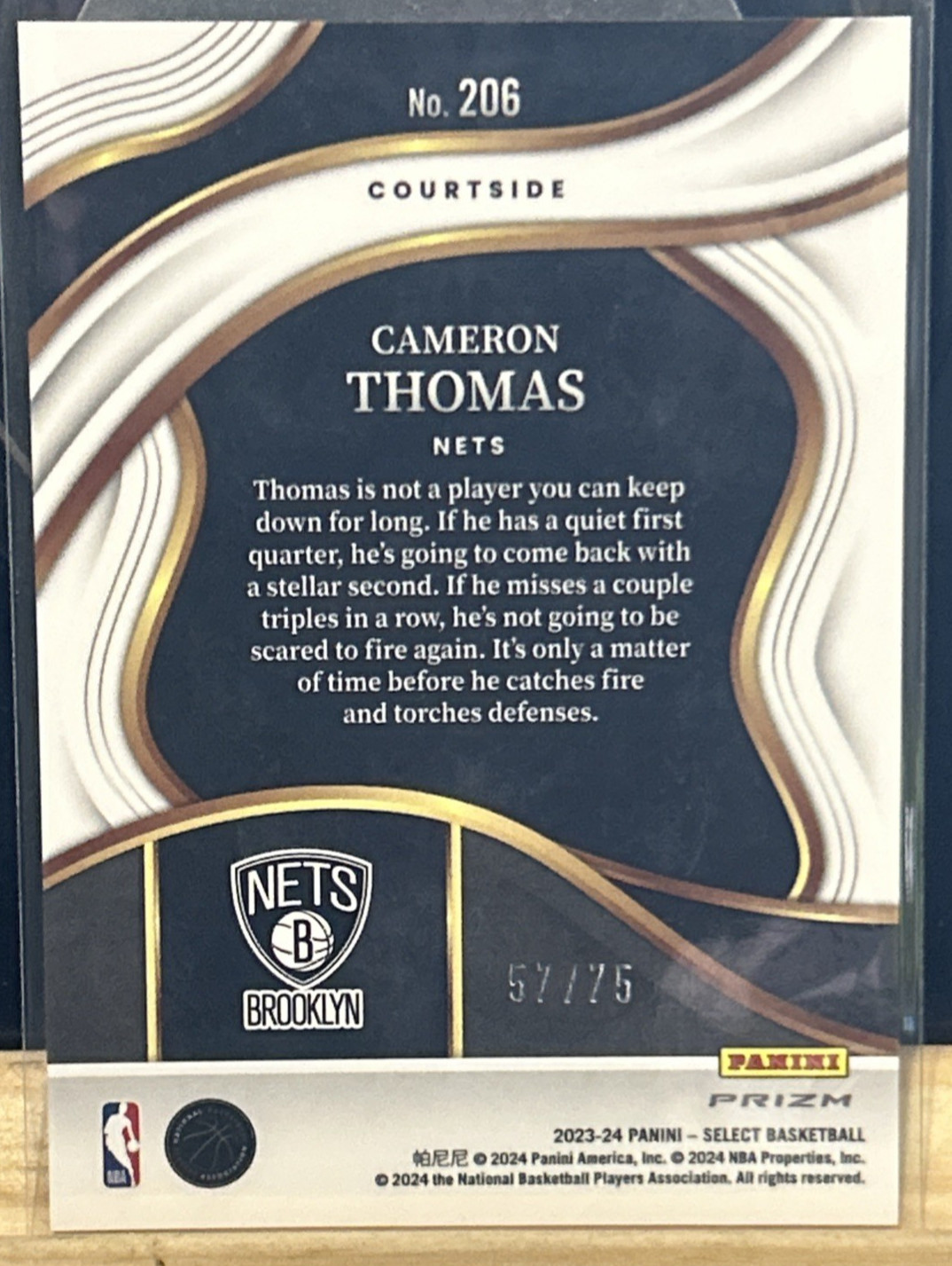 Cameron Thomas 2023-24 Panini Select Courtside White Disco Prizm 57/75 #206