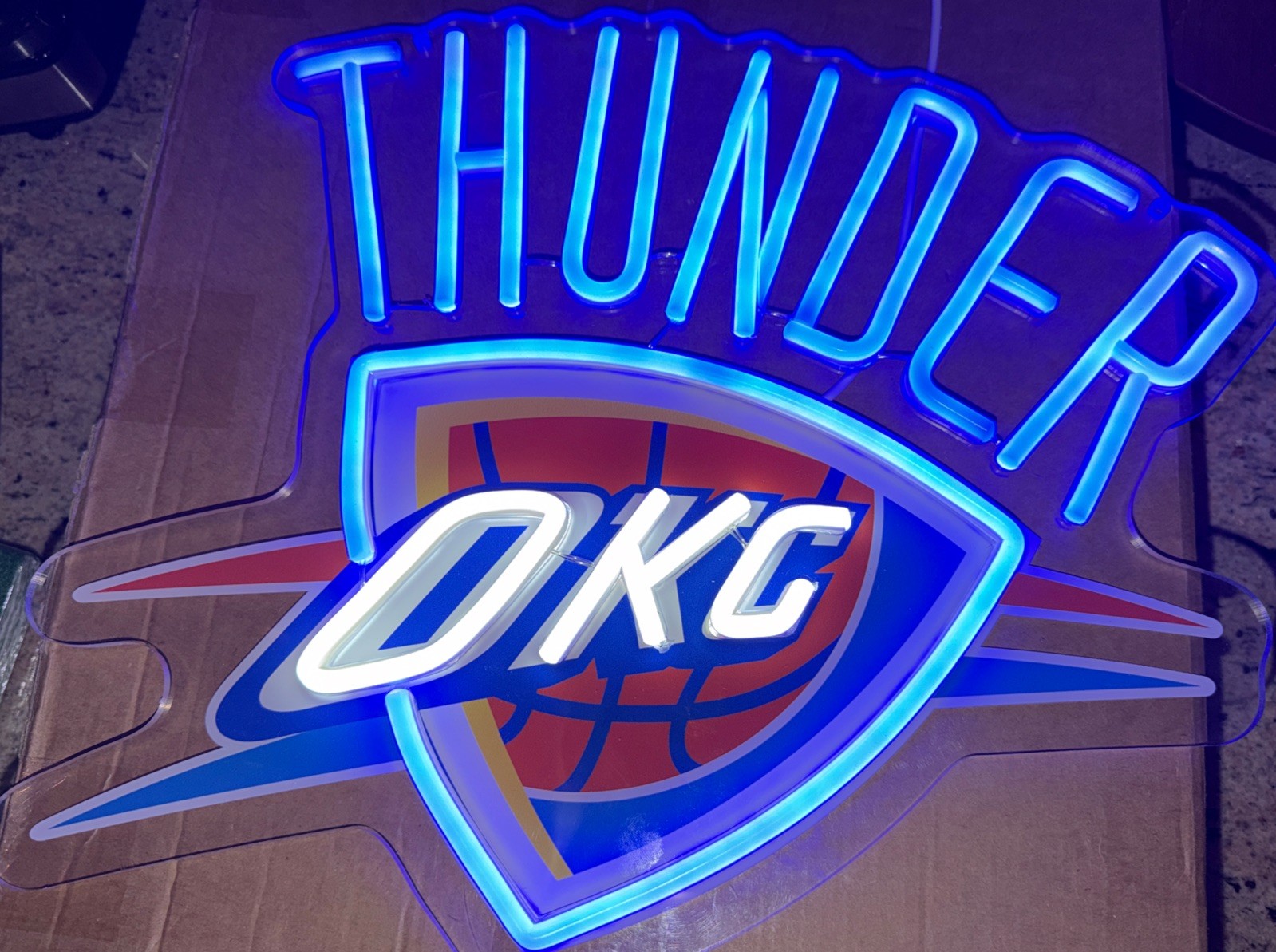 NEW OKC Thunder LED Dimmable Wall Sign Basketball Team Logo 15in X 13in