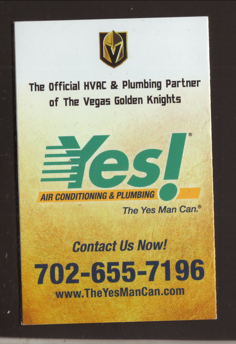 Vegas Golden Knights–2019-20 Pocket Schedule–Yes AC & Plumbing
