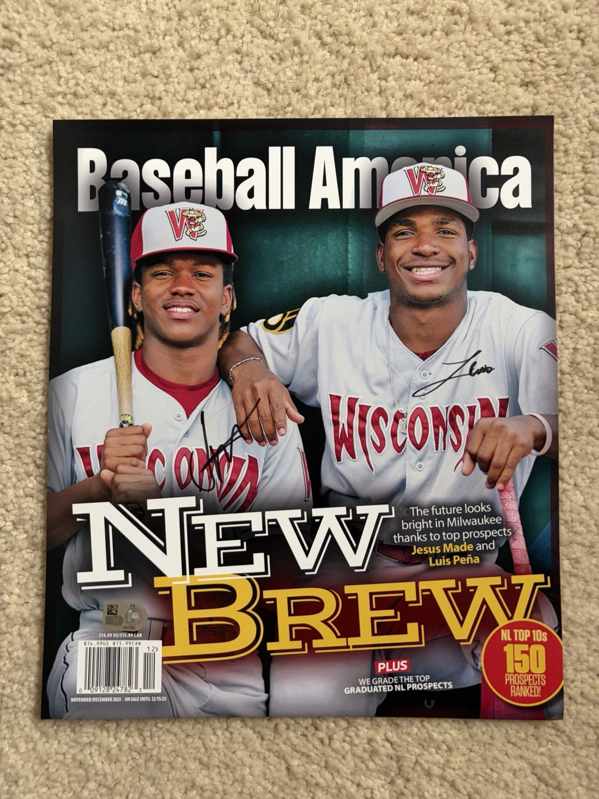 Jesus Made Luis Pena Auto Baseball America Cover Print Brewers MLB Authentic