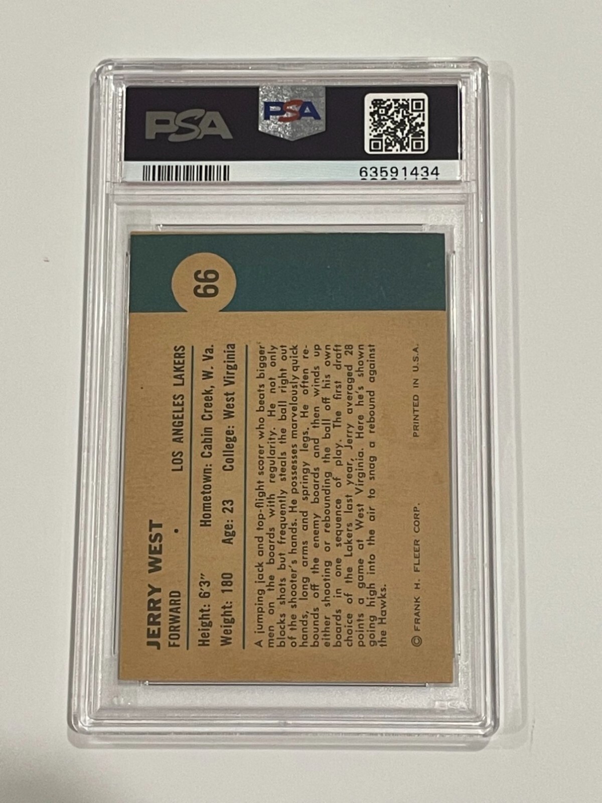 1961 FLEER IN ACTION #66 JERRY WEST RC PSA 6 LAKERS