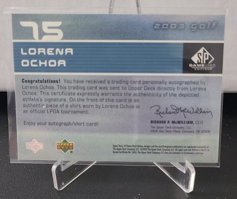 2003 Upper Deck SP Game Used First Tee Lorena Ochoa Shirt Auto /1500!!