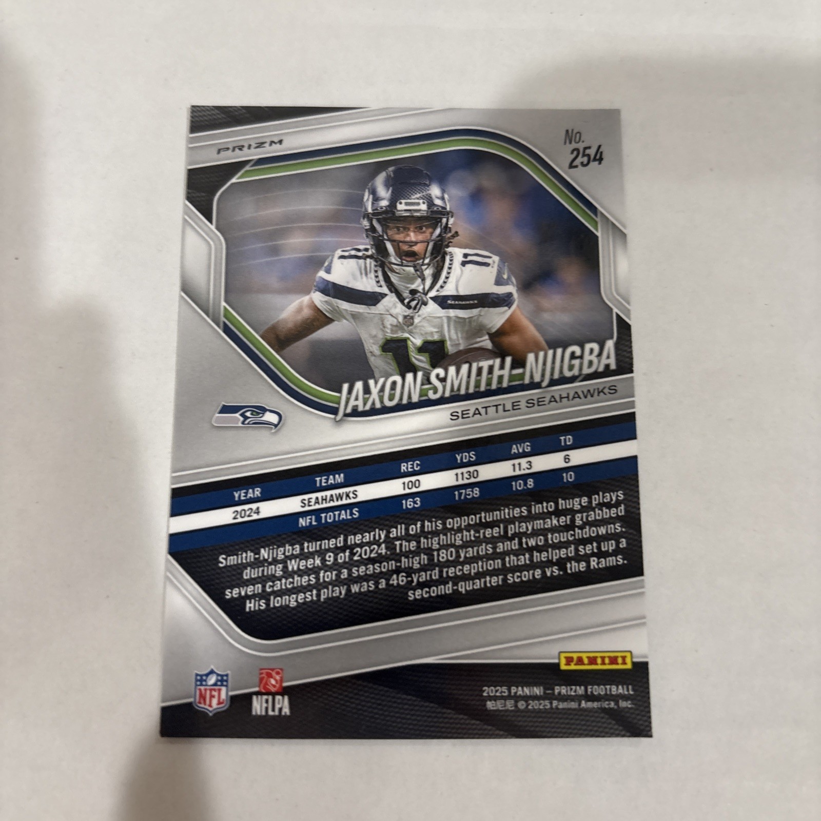 2025 Panini Prizm Jaxon Smith-Njigba #254 Black & White Checkerboard Prizm