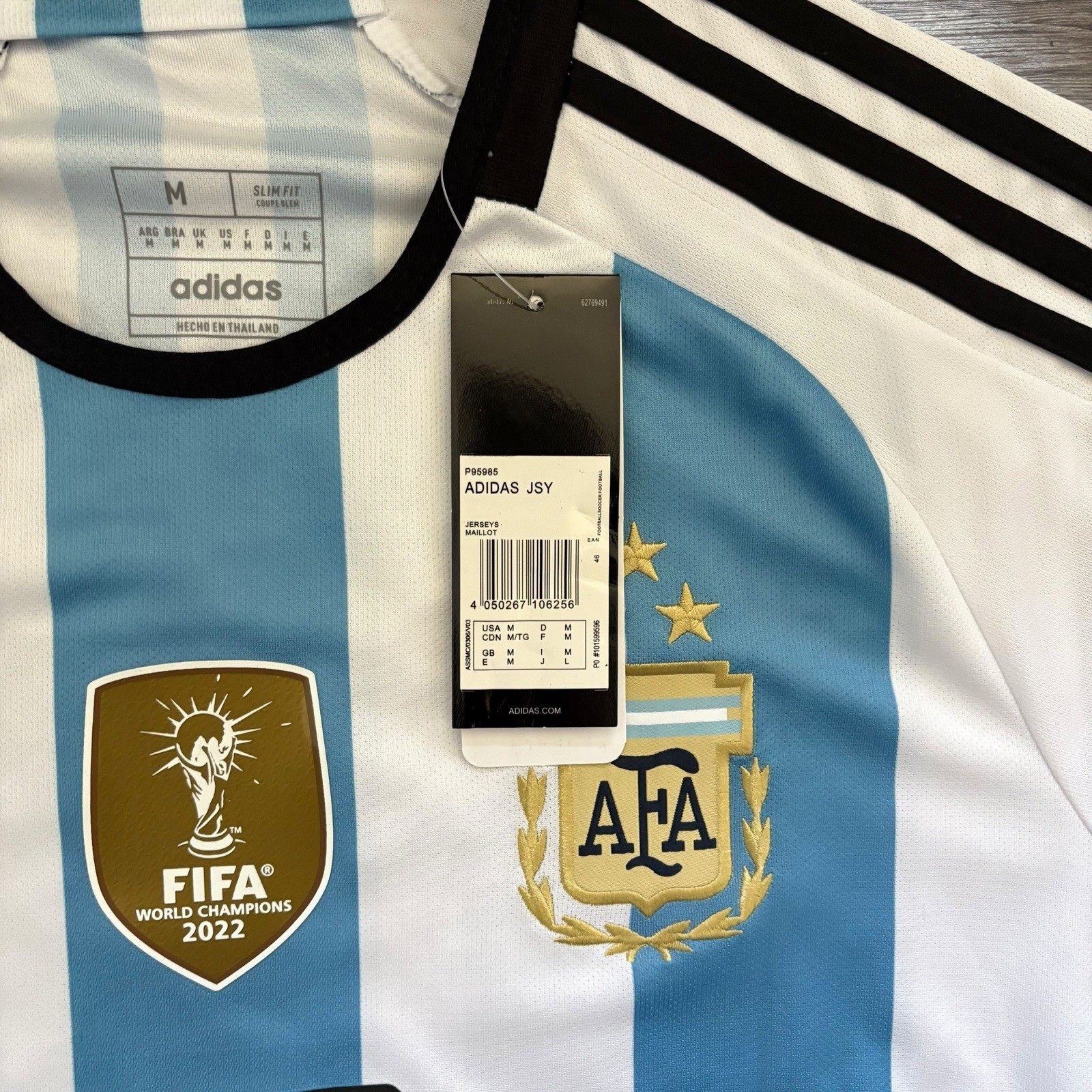 adidas Argentina Lionel Messi #10 Soccer Jersey Men’s M White/Light Blue/Black