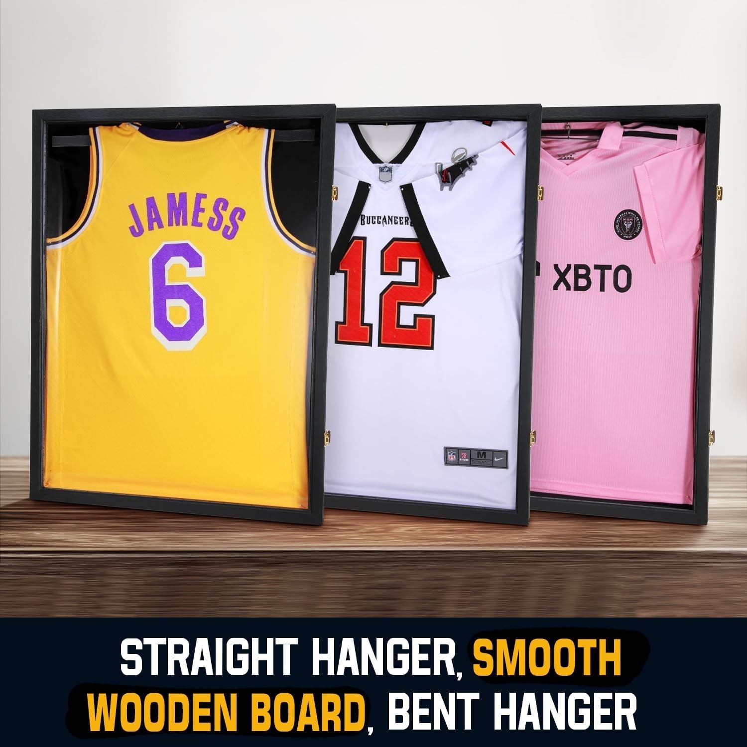 Jersey Display Case Wooden Shadow Box Frame 98% UV Acrylic Sports Shirt Black