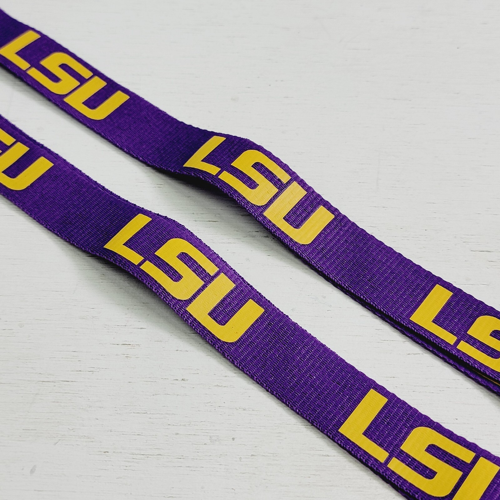 2 – LSU TIGERS FOOTBALL LANYARD KEY CHAIN 1″ WIDTH 18″ LENGTH LOUISIANA NWOT