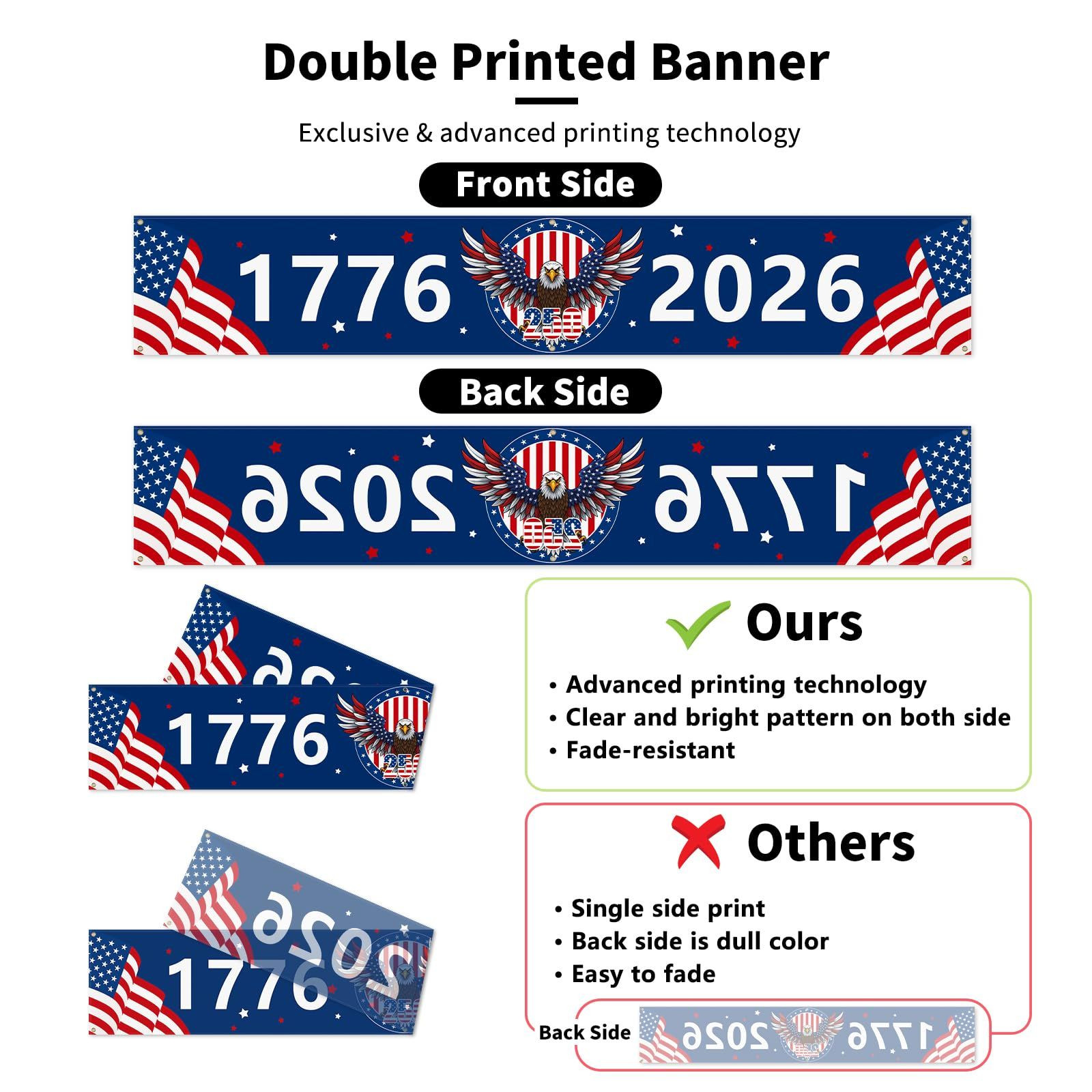 Probsin Large 250th Anniversary Banner 120″ x 20″ (300 cm x 50 cm), Blue