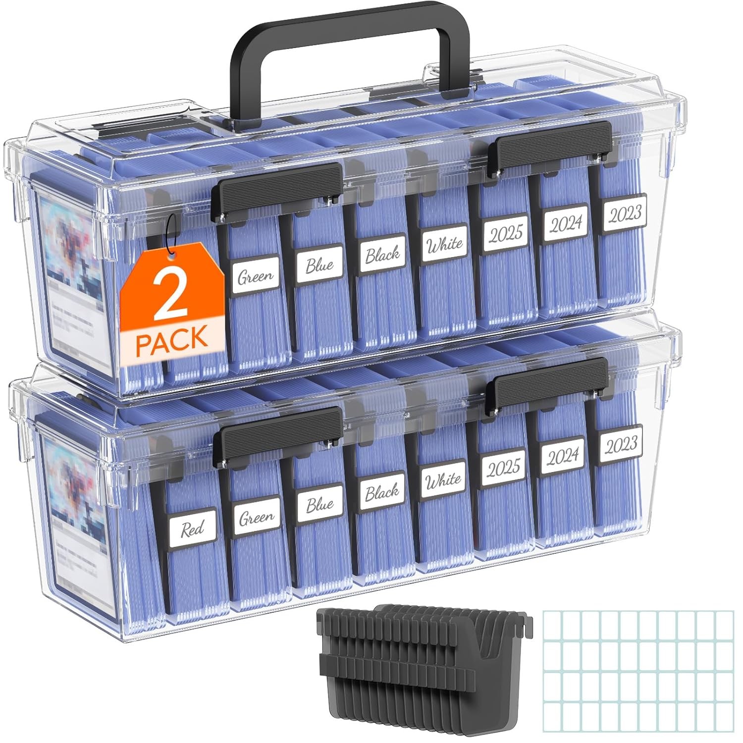 Trading Card Storage Box Holder Index Card Organizer w/8 Adjustable Dividers