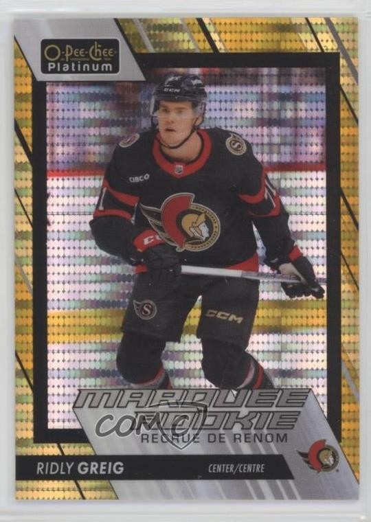 2023-24 O-Pee-Chee Platinum Seismic Gold /50 Ridly Greig #210 Rookie RC 1ct0