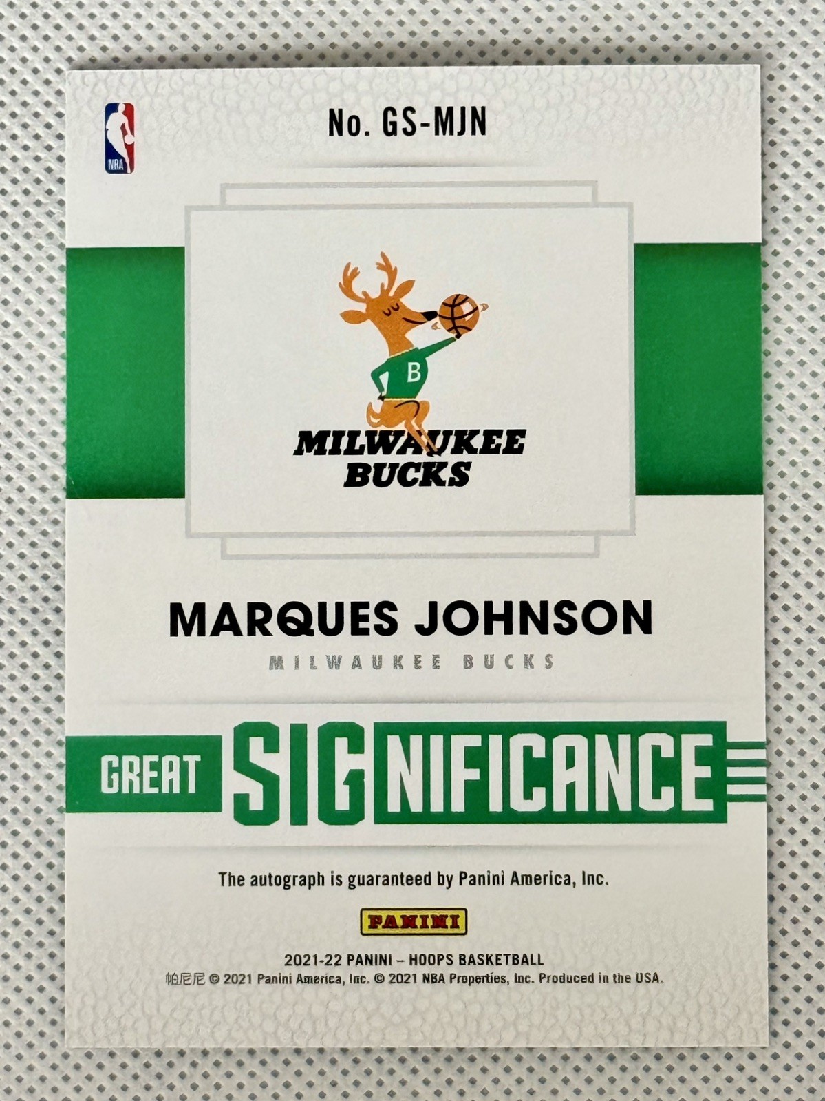 Marques Johnson Auto 2021-22 Panini NBA Hoops – Great Significance #GS-MJN (AU)