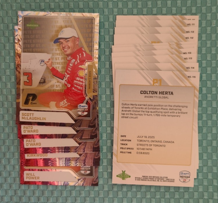 2026 Parkside Indycar NTT Collection Base Singles (Pick Your Card)