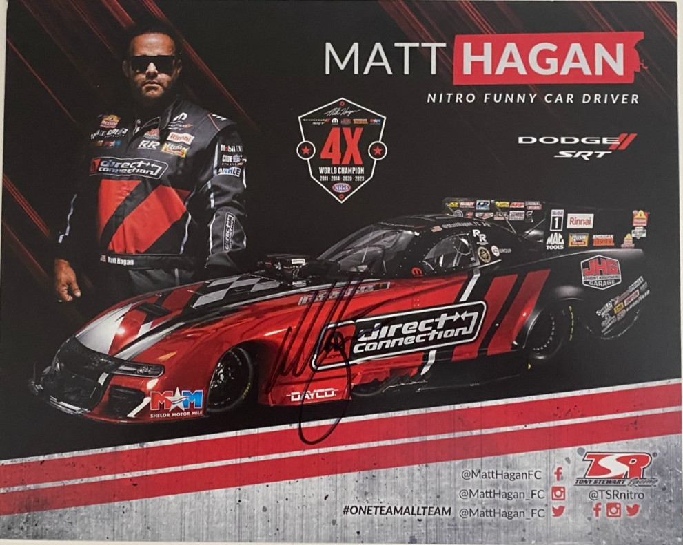 4 MATT HAGAN SIGNED NHRA TONY STEWART DRAG RACING HANDOUTS