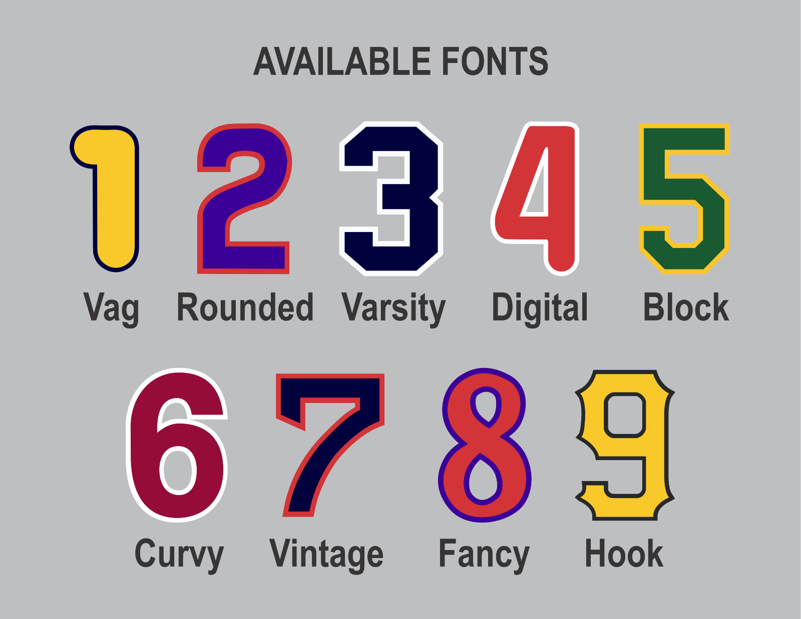 Tackle Twill Pro Cut Baseball Number Pair Team Uniform Jersey Patches Not Sewn