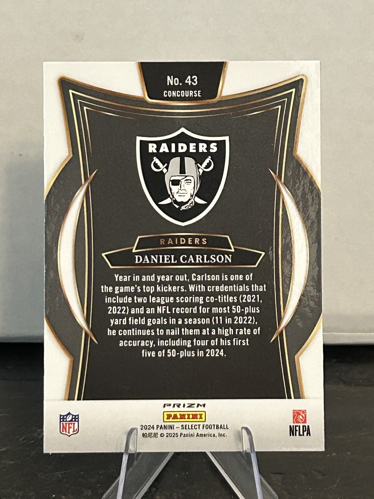 2024 Panini Select #43 Daniel Carlson Black & Red Prizm Shock