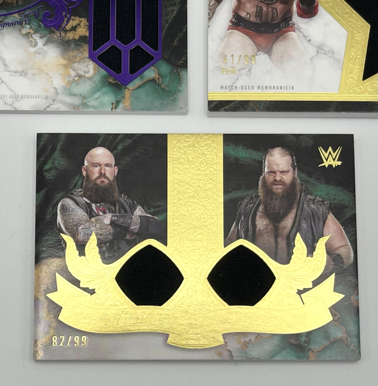SIX 2022-2025 WWE VIKING RAIDERS IVAR & ERIK PATCH RELIC #’D AUTOGRAPH CARD LOT
