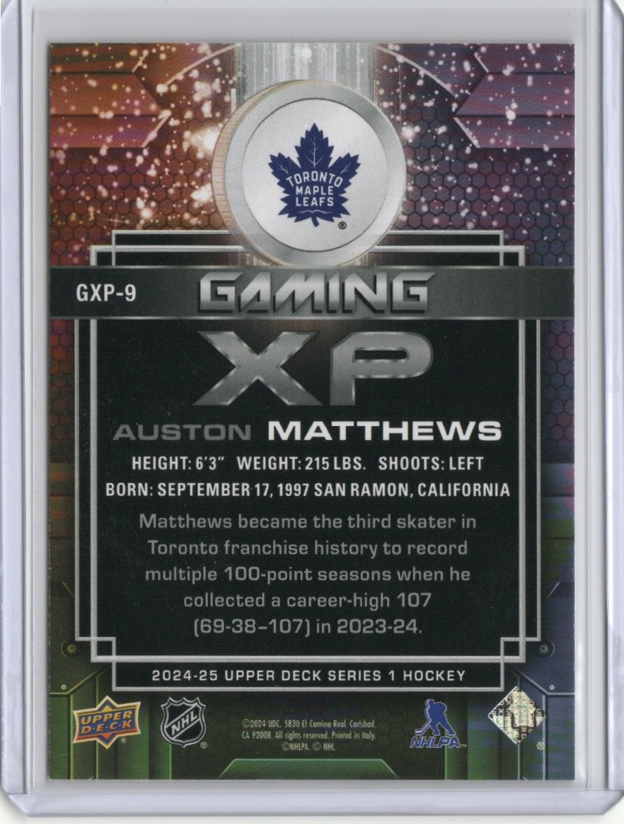 2024-25 Upper Deck #GXP-9 Auston Matthews Gaming XP