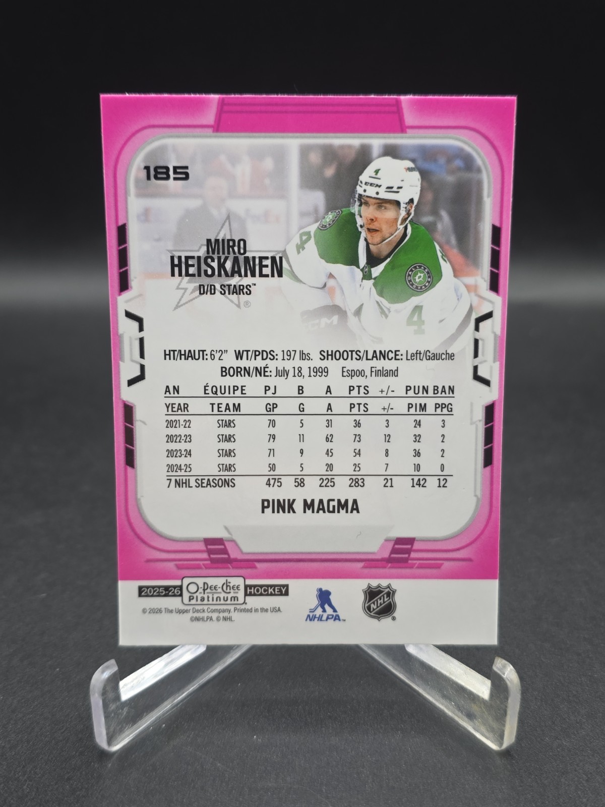 Miro Heiskanen Pink Magma OPC Platinum 2025-2026 Dallas Stars