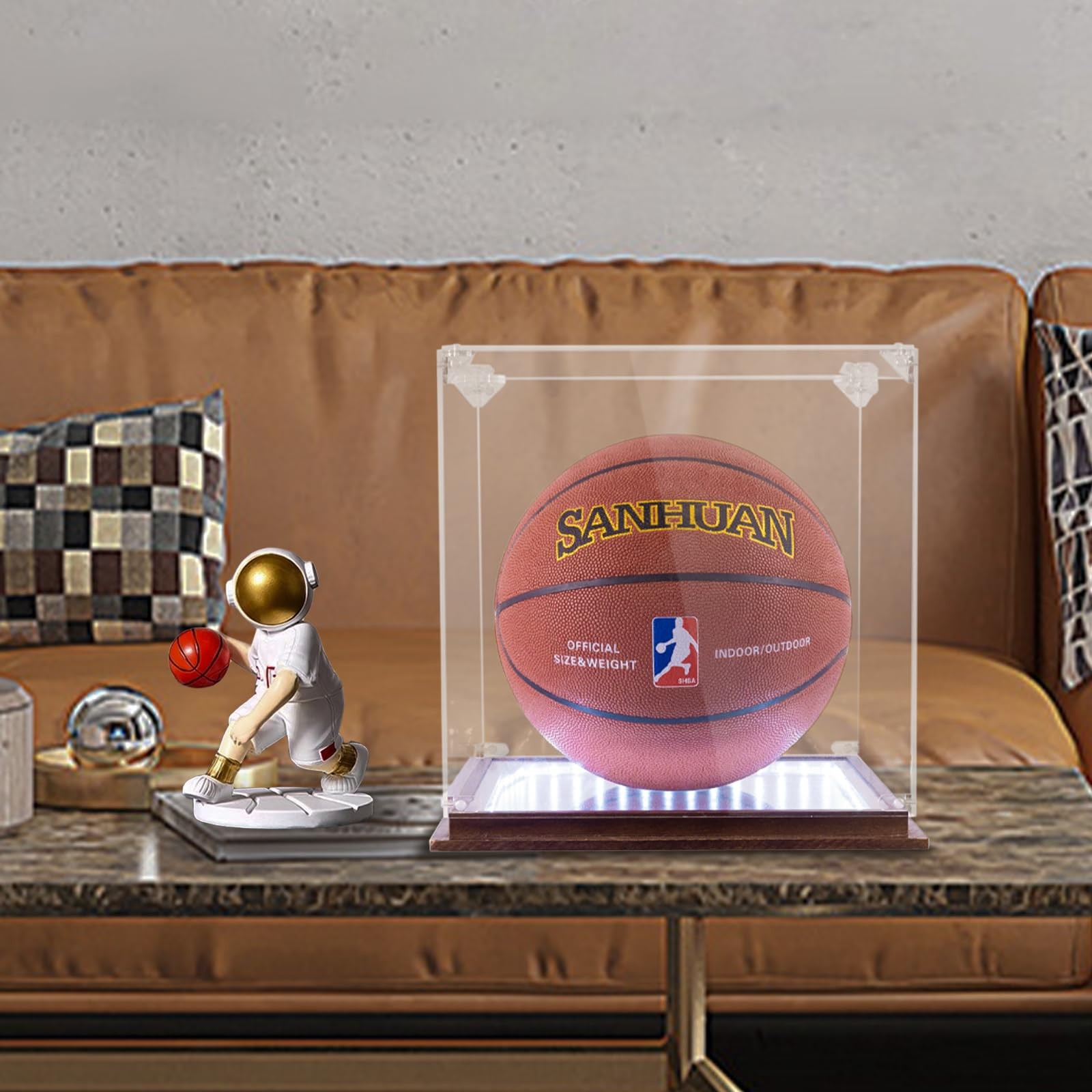Acrylic Clear Basketball Display Case with LED Light,UV Protected Basketball …