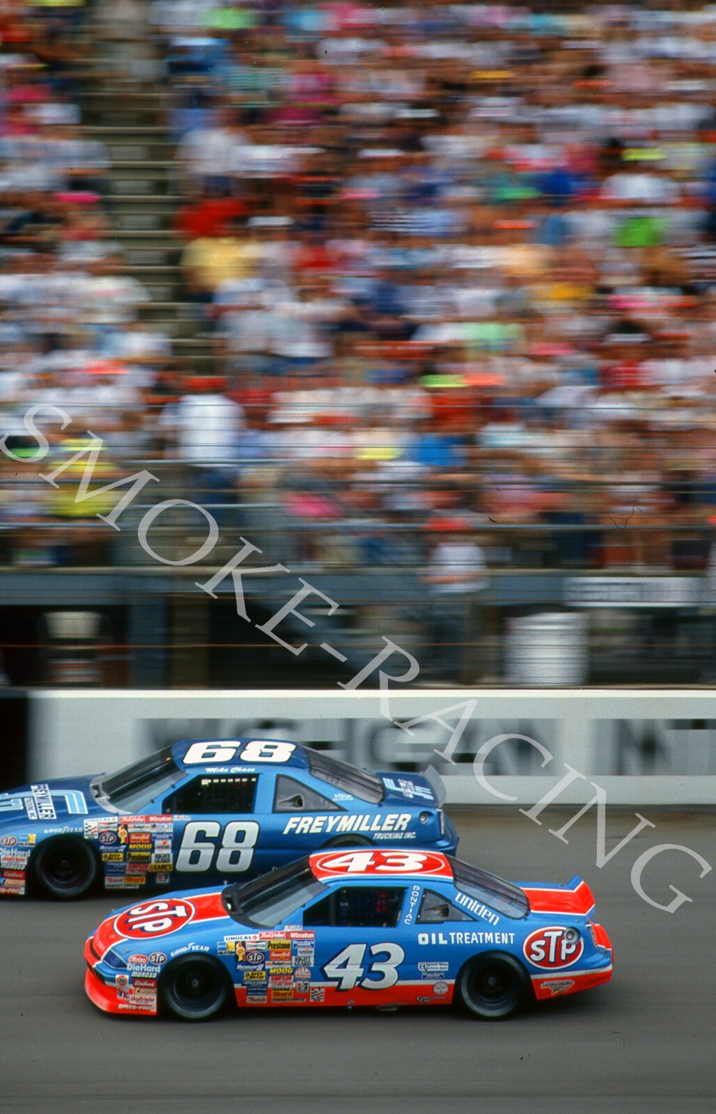 35MM NASCAR SLIDE – RICHARD & MIKE CHASE AT MICHIGAN #HB55