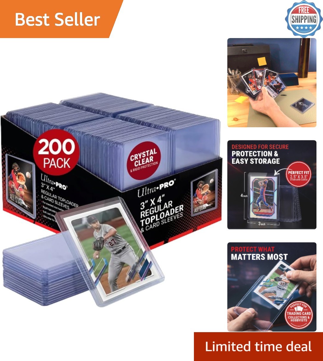 Ultimate Protection: 200 Clear 3″ x 4″ Toploaders with Card Sleeves Bundle