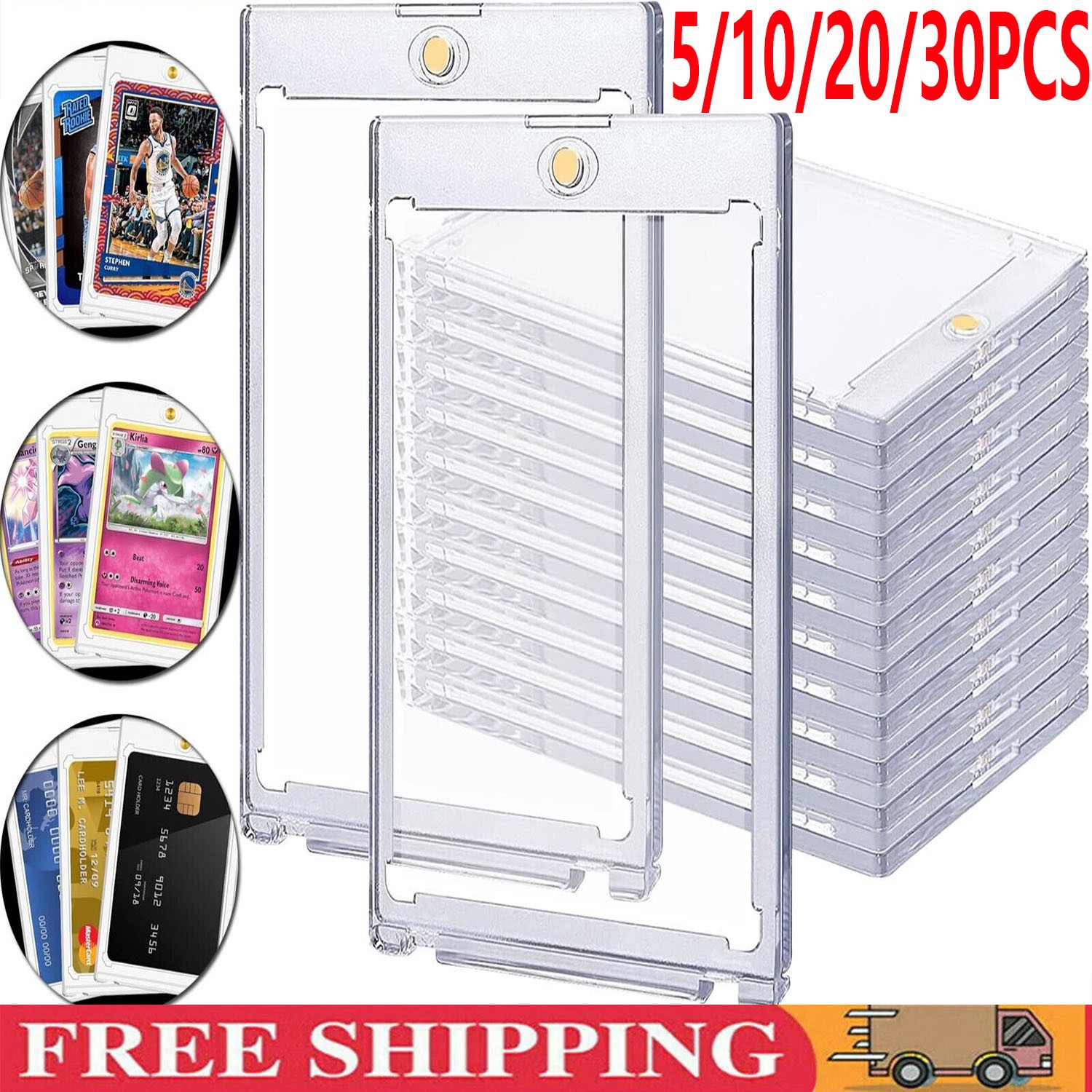 5/10/30 pcs Magnetic Card Holder for Trading Cards Protector Case Hard Baseball