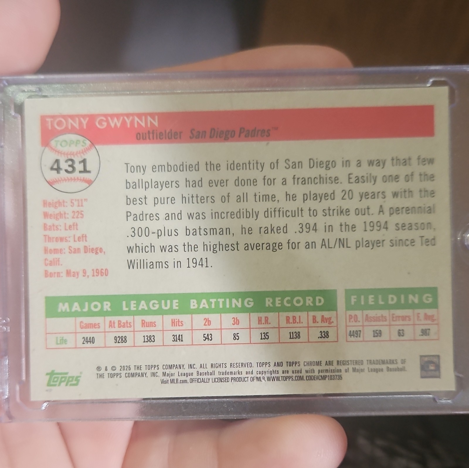 Topps 2025 Chrome Tony Gwynn Autograph #431 /99 San Diego Padres MLB