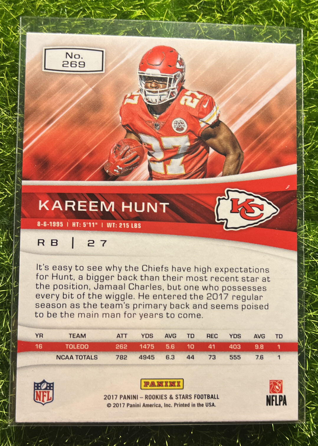 2017 Panini Rookies & Stars Kareem Hunt Rookie Kansas City Chiefs #269