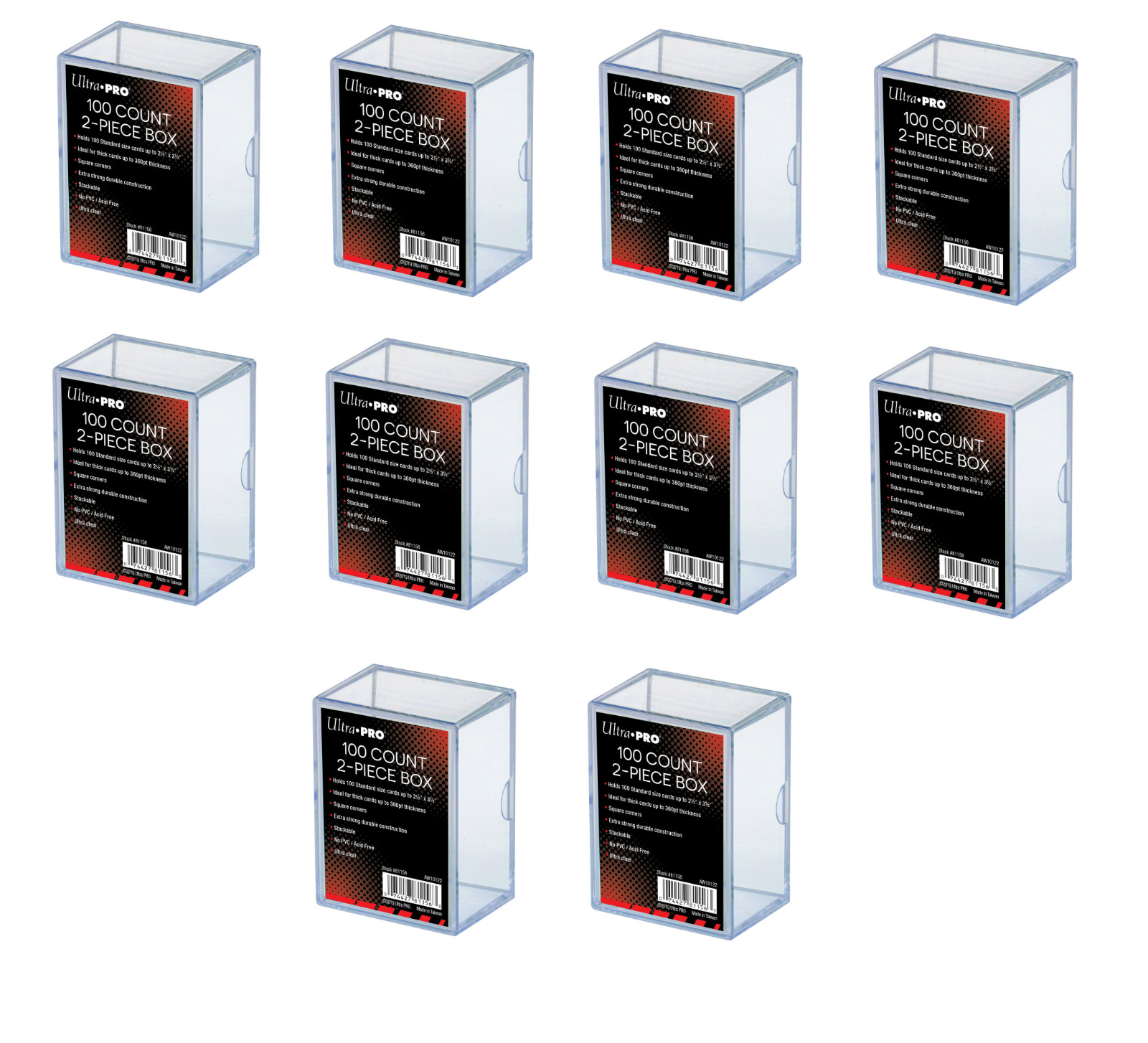 (10-Pack) Ultra Pro 2 Piece Plastic Card Storage Box (100 Count Size) Slider Box