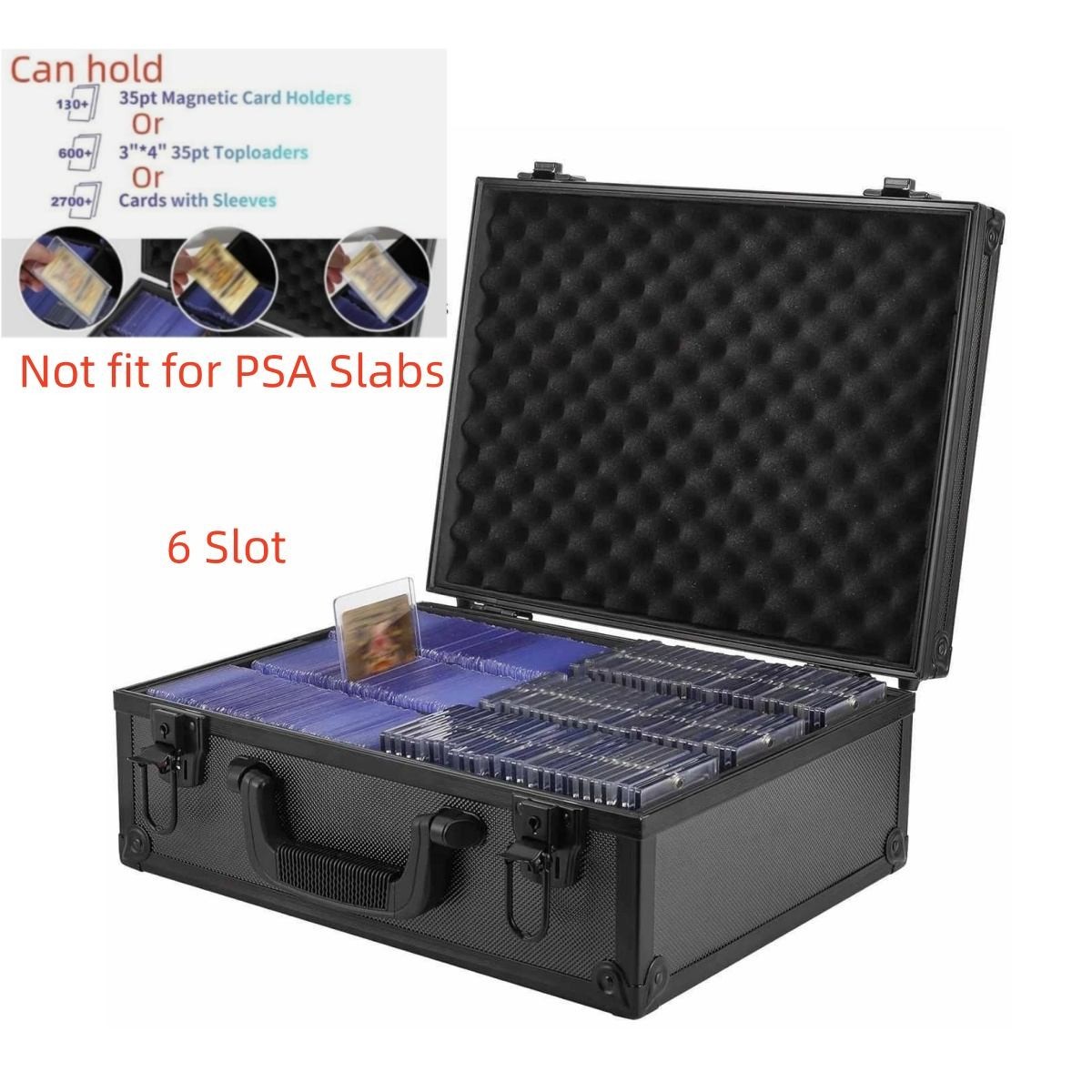 6 Slot Graded Card Case Storage Box for 3″x4″ Toploaders Magnetic Card Holders