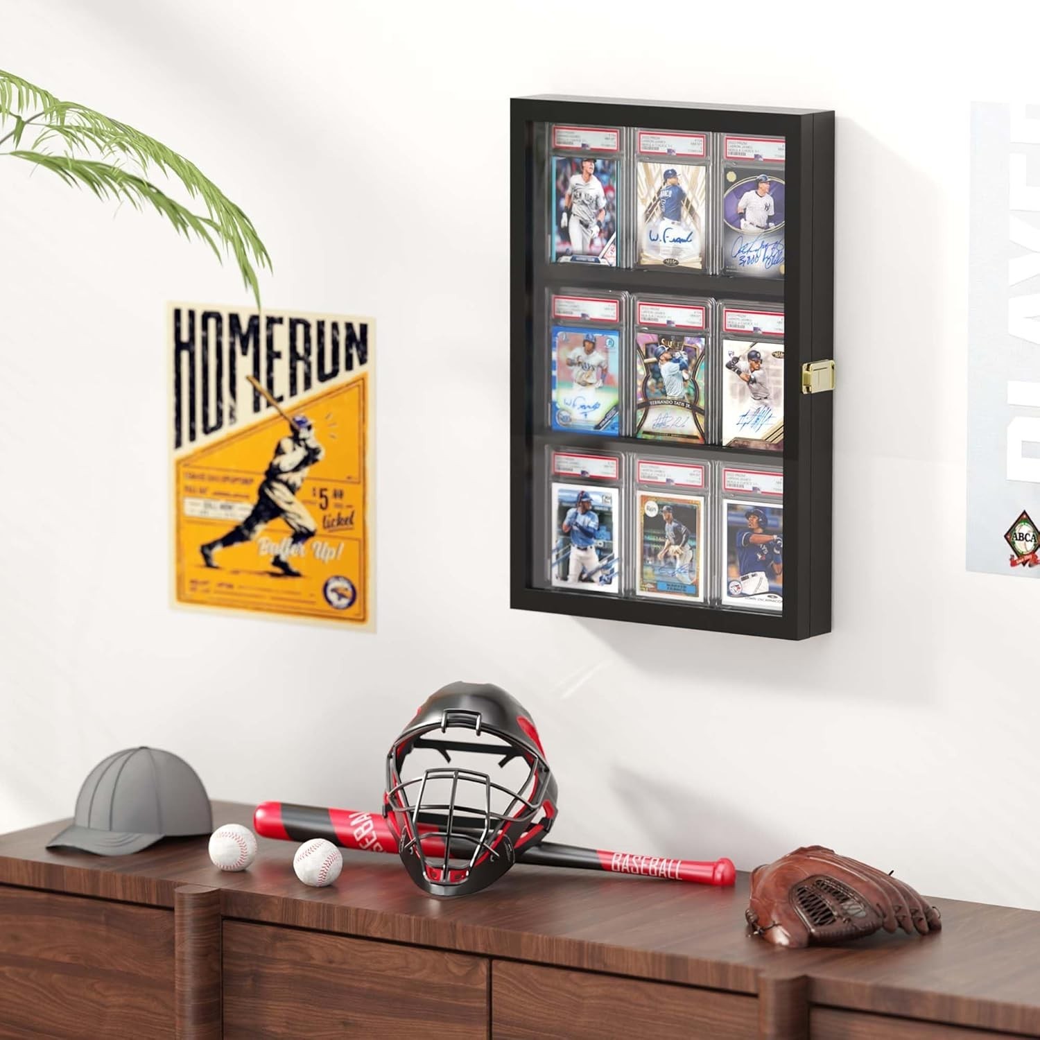 Graded Sports Card Display Case Lockable Trading Card Collector Wall Display