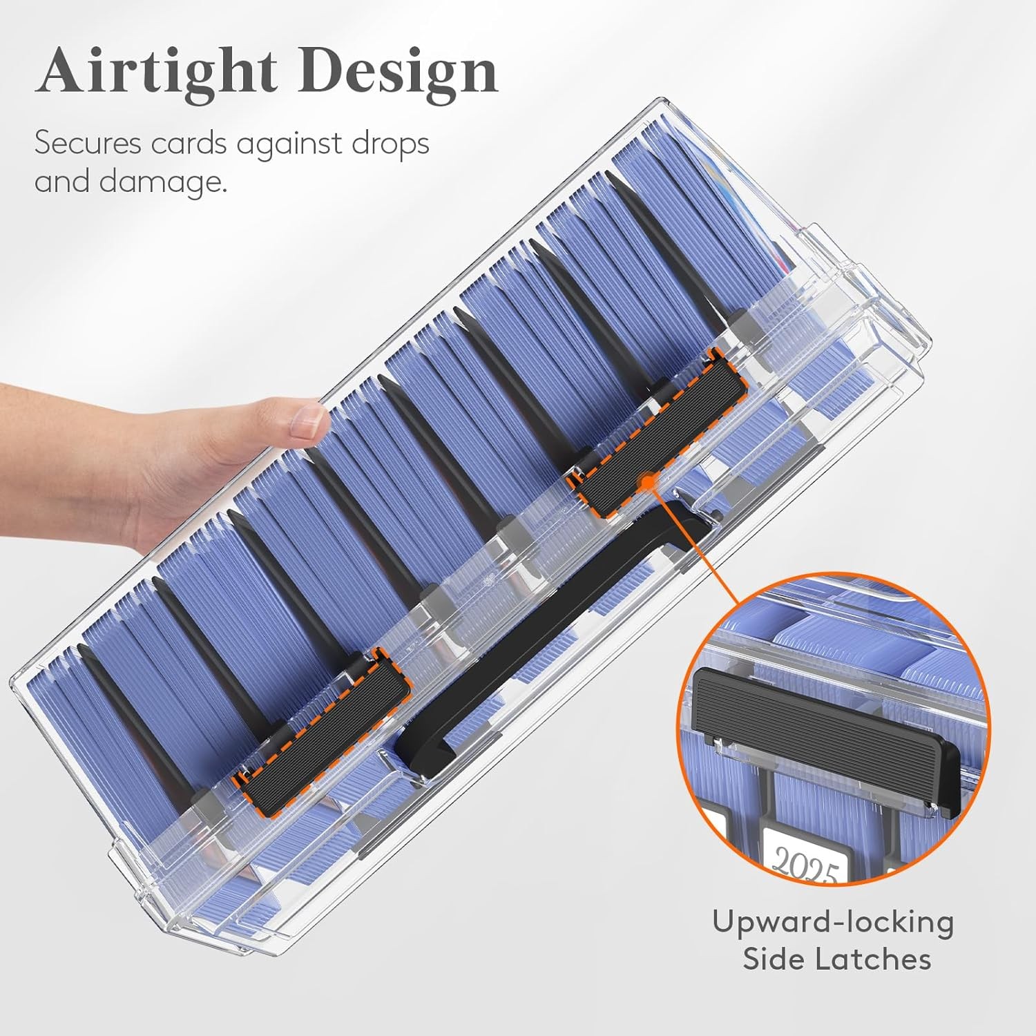 Trading Card Storage Box Holder Index Card Organizer w/8 Adjustable Dividers