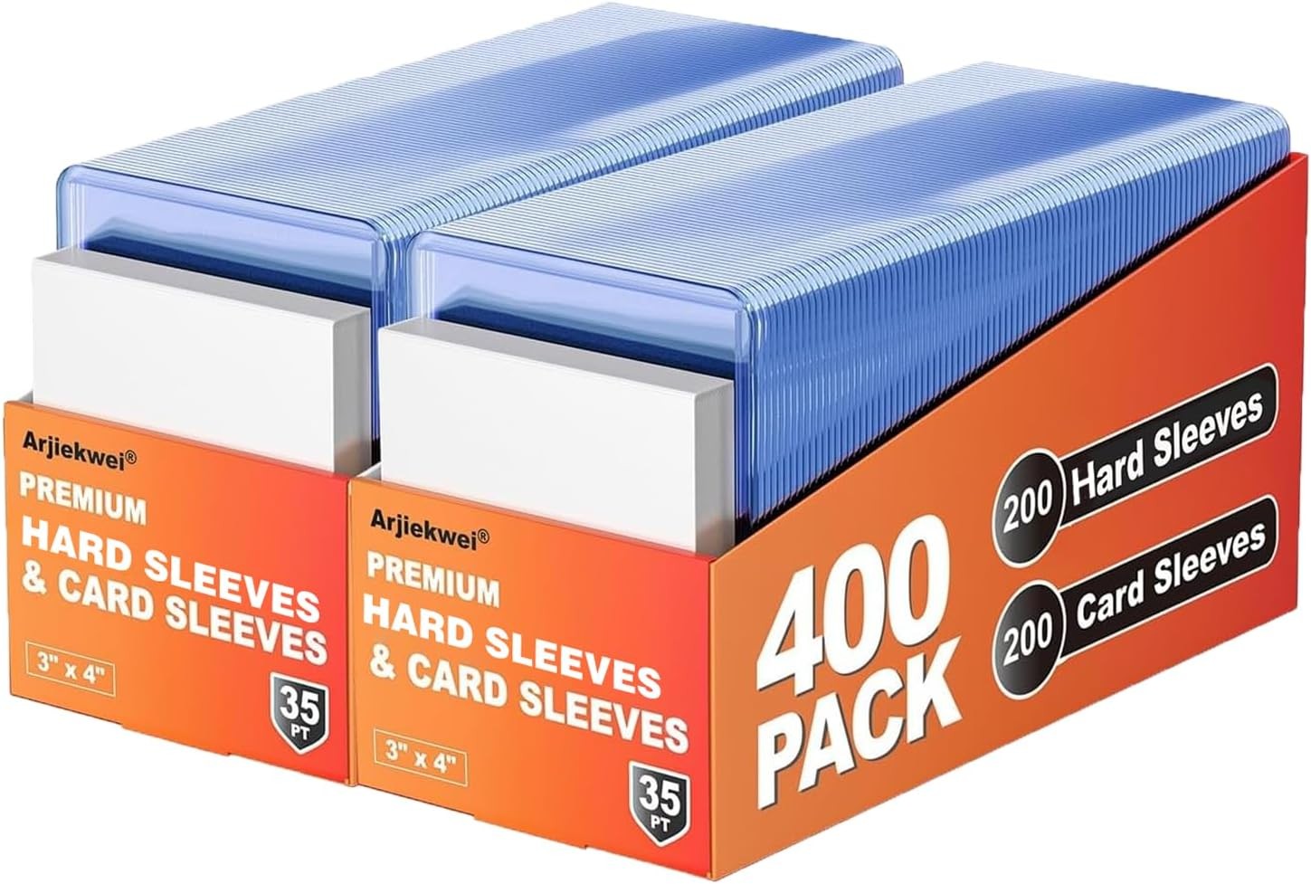400 Card Sleeves Set: 200 Hard 200 Soft, 3x4in, Acid-Free Clear Protection