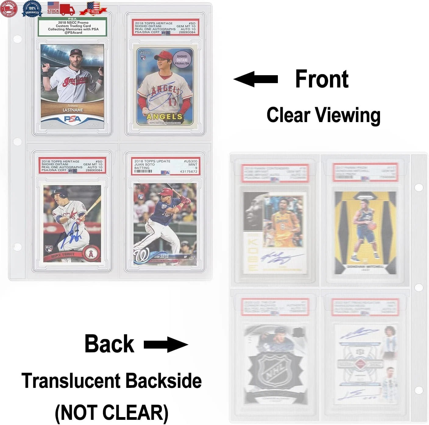 Graded Card Slab Binder Pages For Storage 10 Pages Hold 40 PSA, BGS, CGC Cards