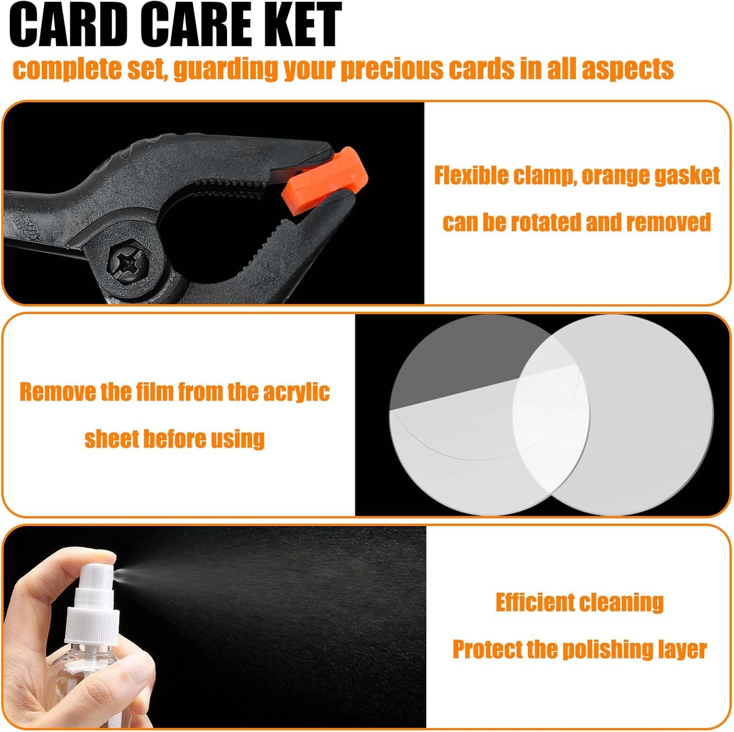 267 Pcs Card Care Clean Kit,Trading Card Cleaning Kit with Fixing Jig and EVA Sh