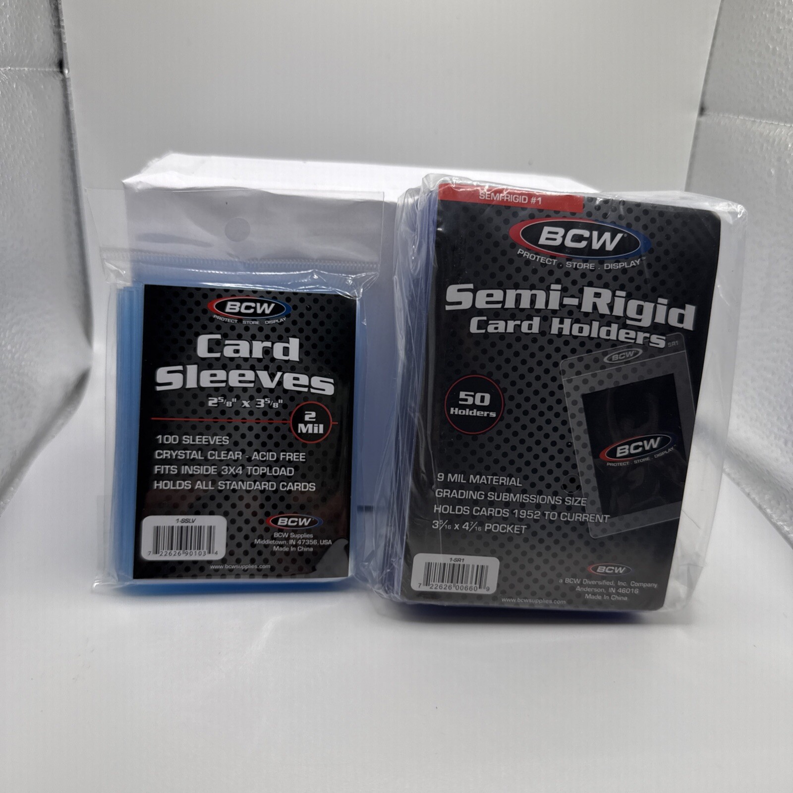 BCW Semi-Rigid Card Holders #1 Pack of 50 Holders PLUS 100 BCW Soft Sleeves Pack